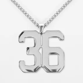 36 Number Pendant with Chain Necklace - Stainless Steel