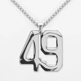 49 Number Pendant with Chain Kids Necklace - Stainless Steel