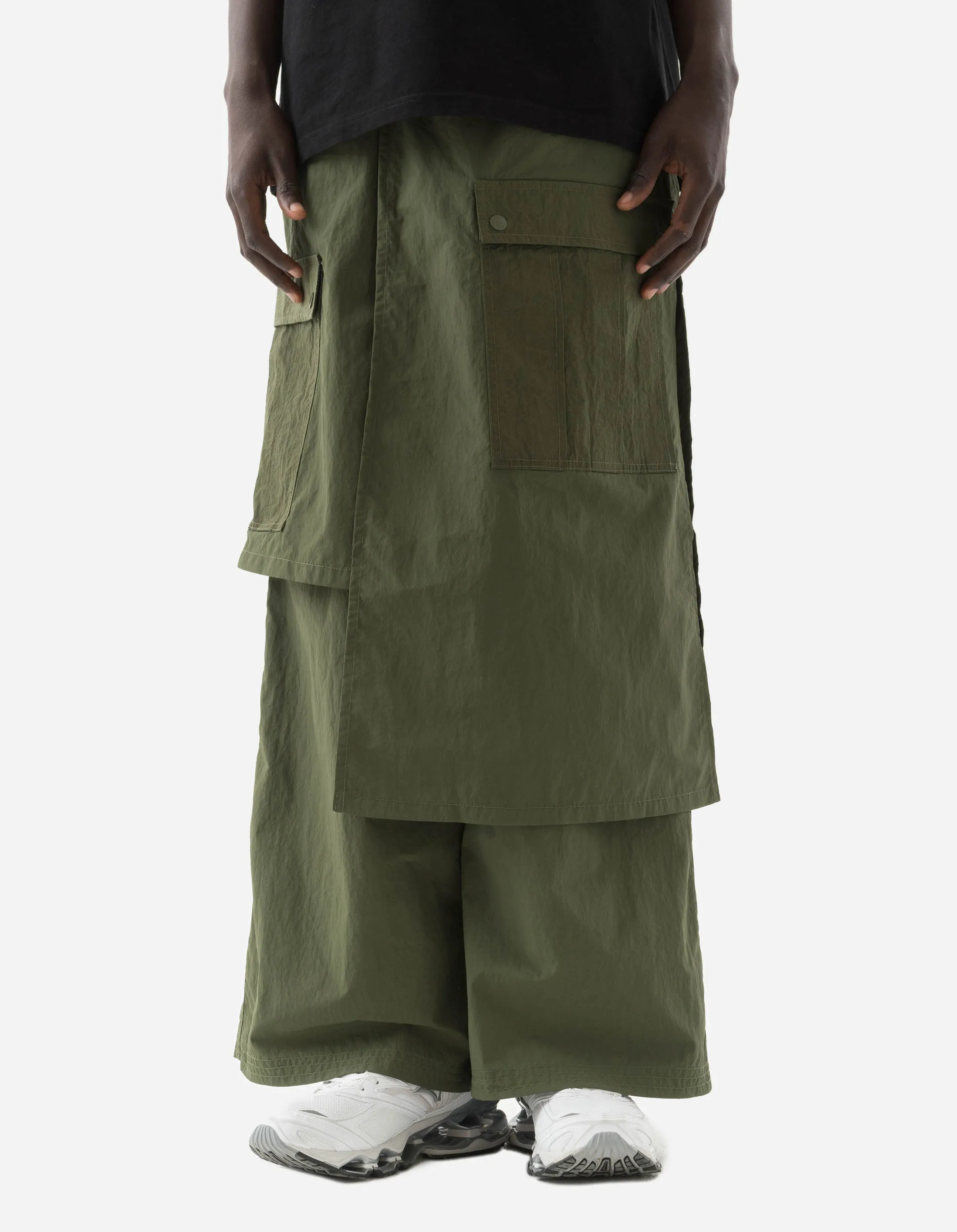 5283 Asym Cargo Hakama Pants WR Olive