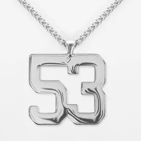 53 Number Pendant with Chain Kids Necklace - Stainless Steel