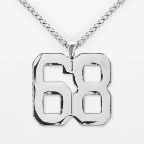 68 Number Pendant with Chain Kids Necklace - Stainless Steel