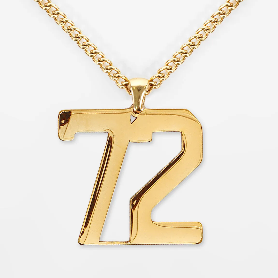 72 Number Pendant with Chain Kids Necklace - Gold Plated Stainless Steel