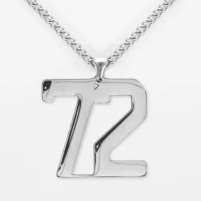 72 Number Pendant with Chain Kids Necklace - Stainless Steel