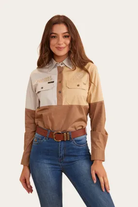 Aramac Womens Half Button Work Shirt - Clay