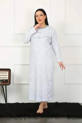 Big Long Sleeve Oil Mom Nightgown 1359