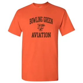 Bowling Green State University Falcons Arch Logo Aviation Basic Cotton Short Sleeve T Shirt - Orange