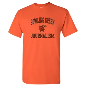 Bowling Green State University Falcons Arch Logo Journalism Basic Cotton Short Sleeve T Shirt - Orange