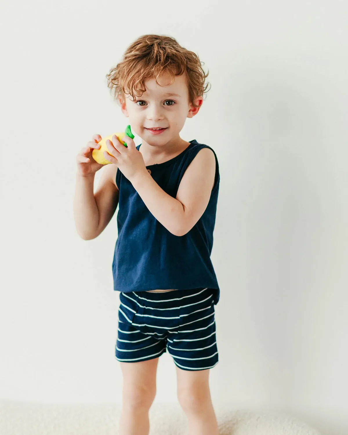 Boys Organic Boxer Briefs - Navy Stripe