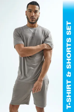 Broadwick T-Shirt & Shorts Set - Grey