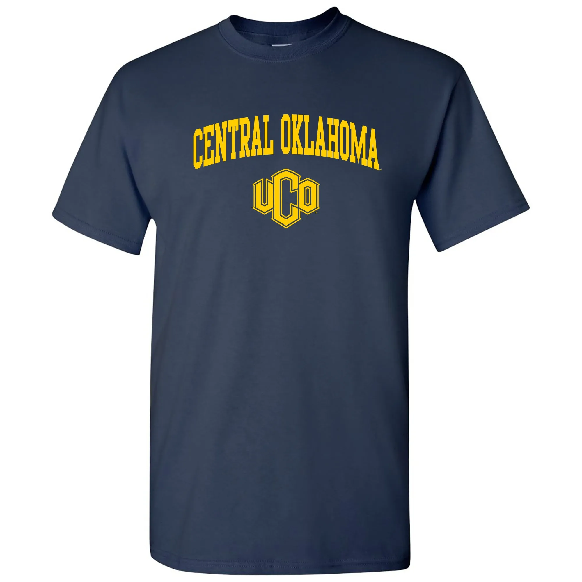 Central Oklahoma University Bronchos Arch Logo Short Sleeve T Shirt - Navy