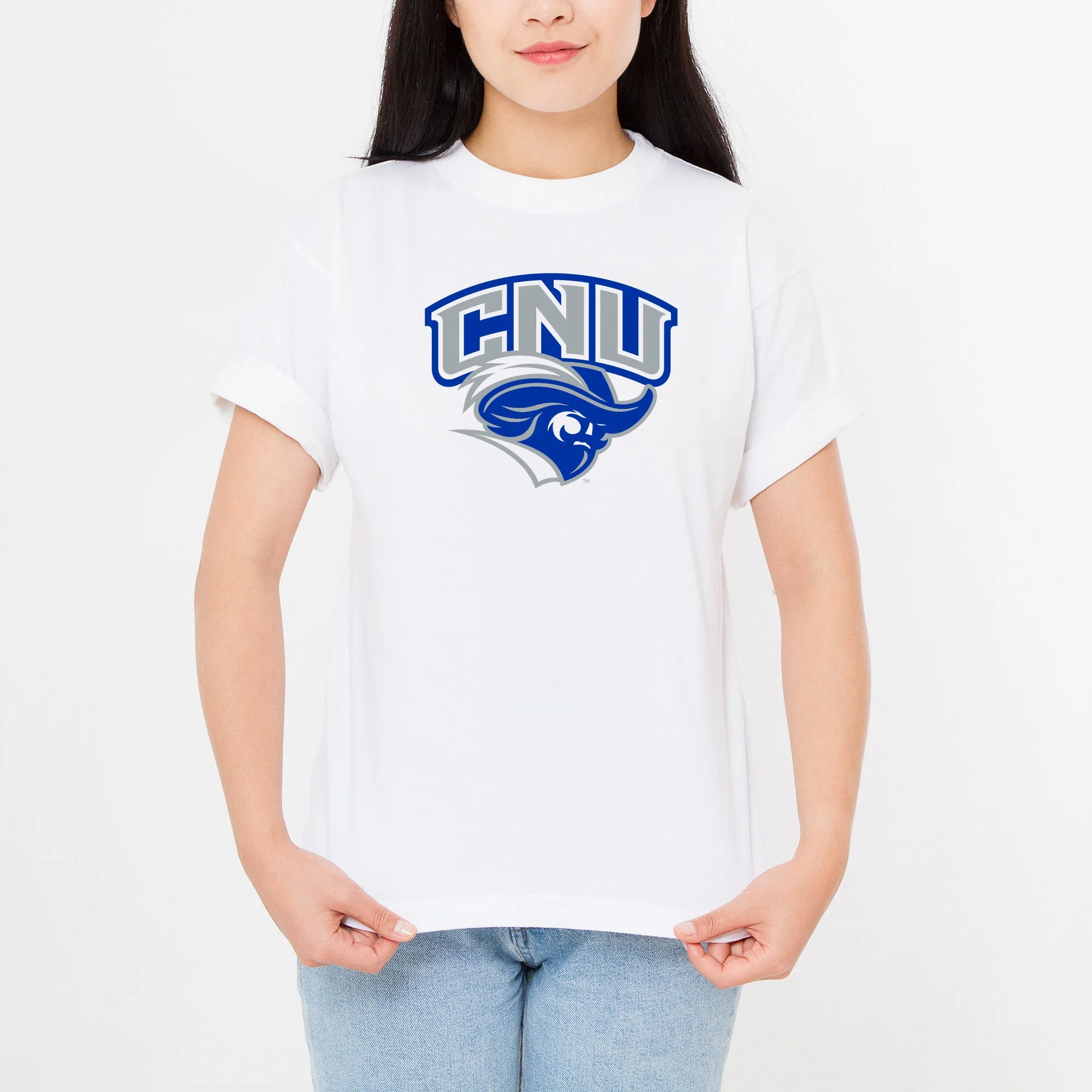 Christopher Newport University Captains Arch Logo Short Sleeve T-Shirt - White