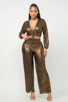 Foil Plisse Pant Set