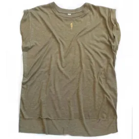 Khaki Tank with Gold Lightning Bolt Detail