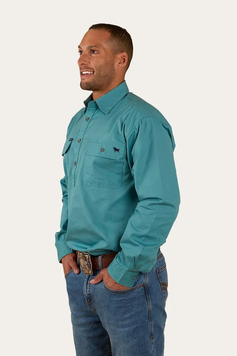 King River Mens Half Button Work Shirt - Dusty Jade