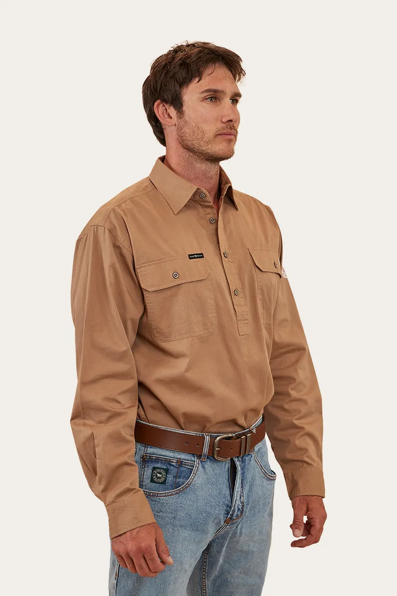 Kreiger Mens Half Button Work Shirt - Clay