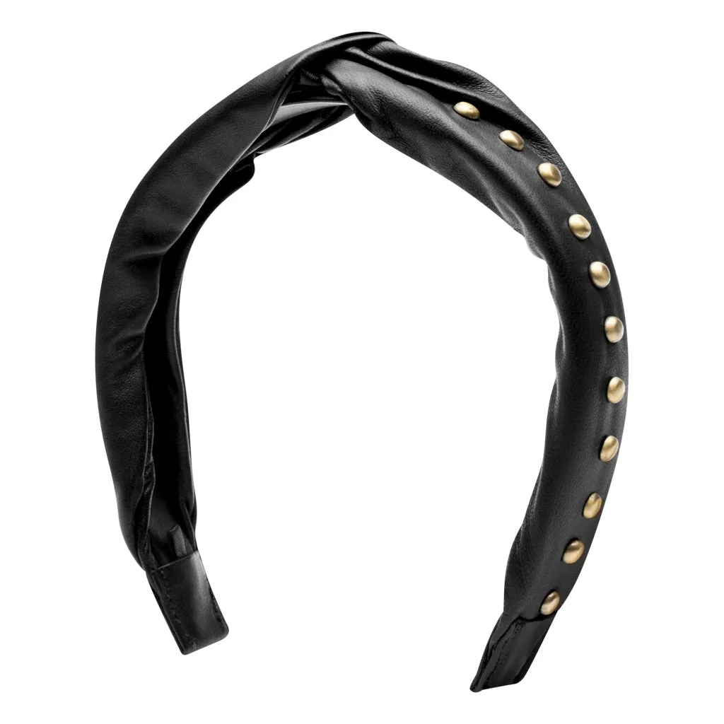 Leather hairband decorated with studs / 15130 - Black (Nero)