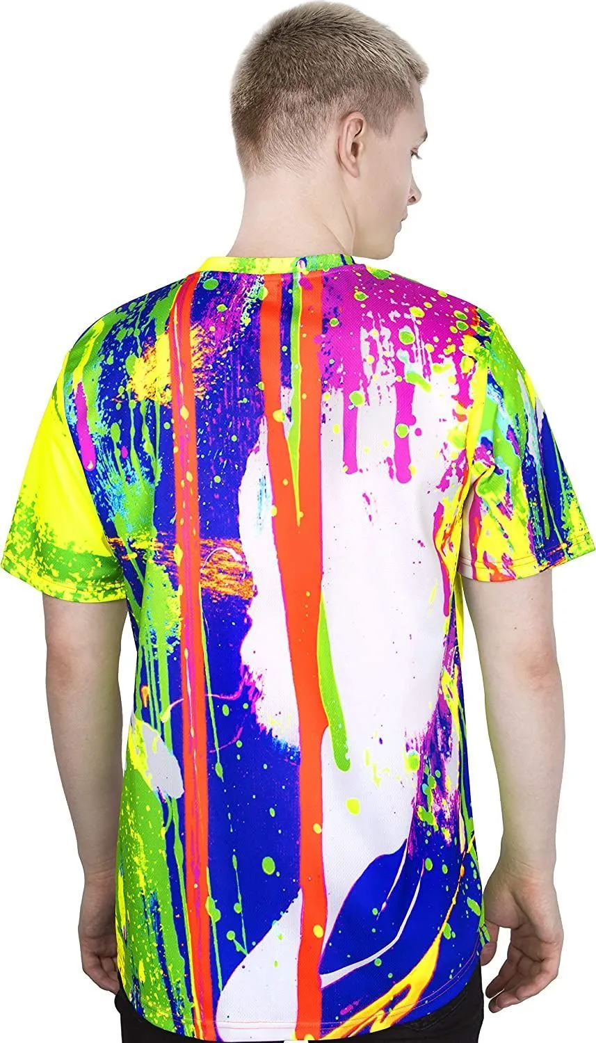 Neon Colors T-Shirt Glow in UV Fluorescent White Spot