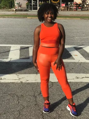 Tangerine Mesh Capri set