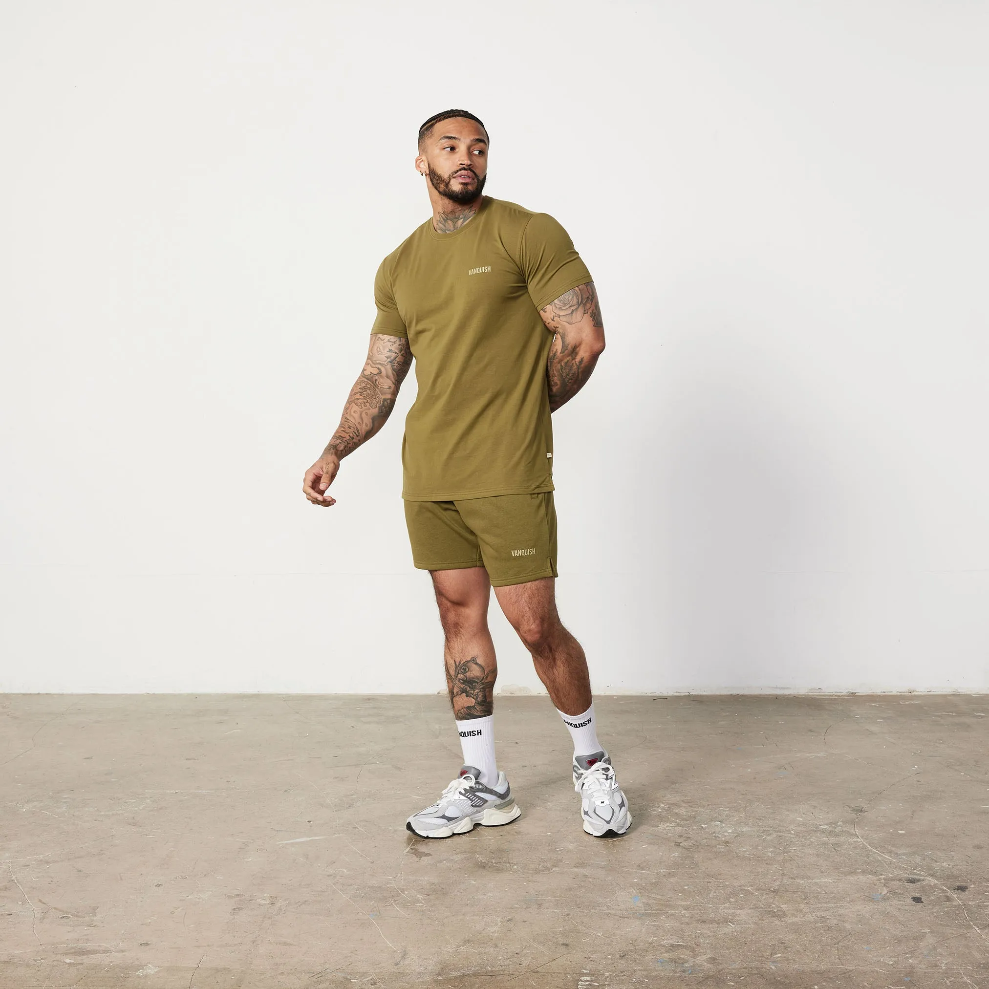 Vanquish Essential Olive Green Slim Fit Short Sleeve T Shirt