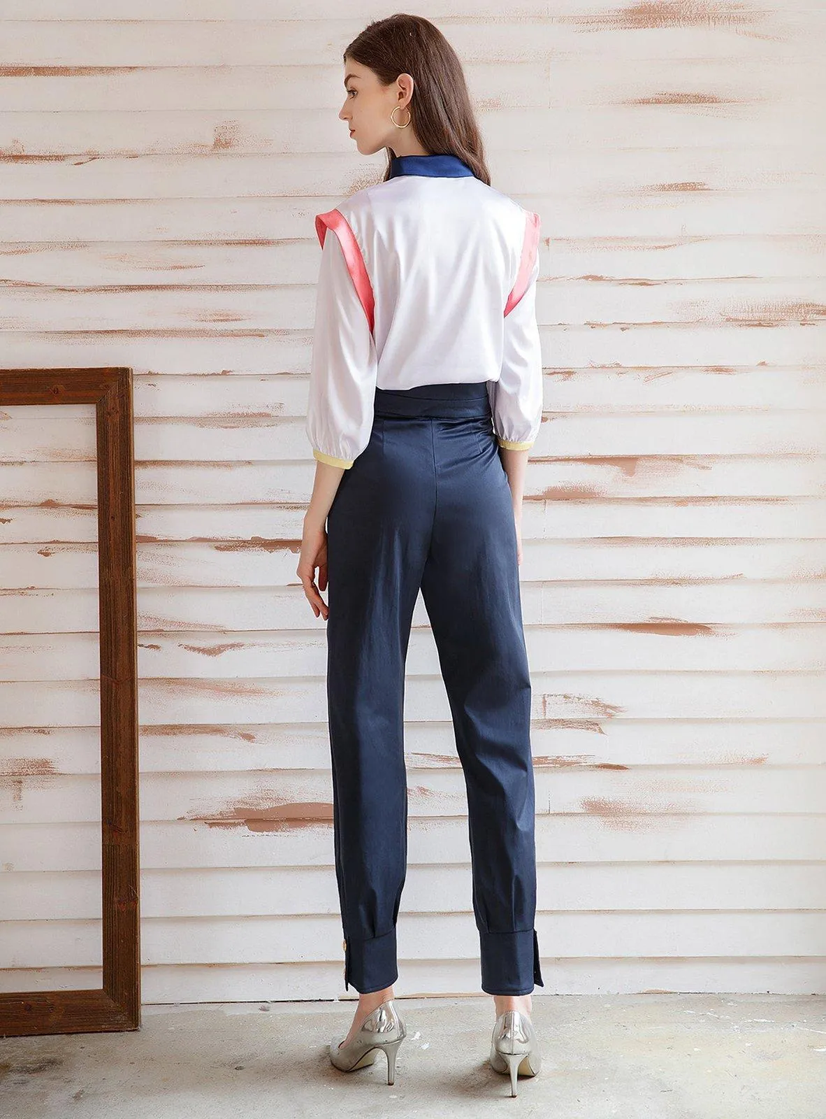 Women's Sets,Office Lady Shirt Pants Sets,Half Sleeve Top and Pants Suits,Blouses trousers 2 piece Sets,Summer Clothing Shirt Pants Sets